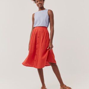 Cotton midi skirt with buttons